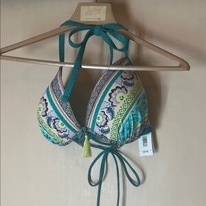 Shade & Shore Multicolor Patterned Bikini Top boho style size 36DD NWT